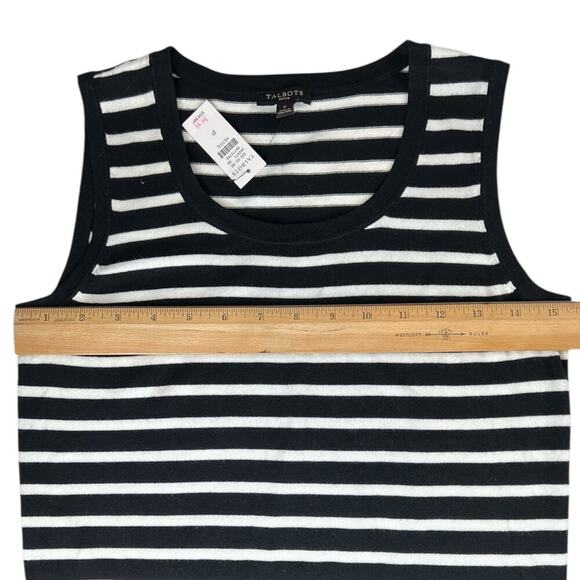 TALBOTS Stripe Knit Sleeveless Sweater in Black & White Size Small Petite - Picture 5 of 9